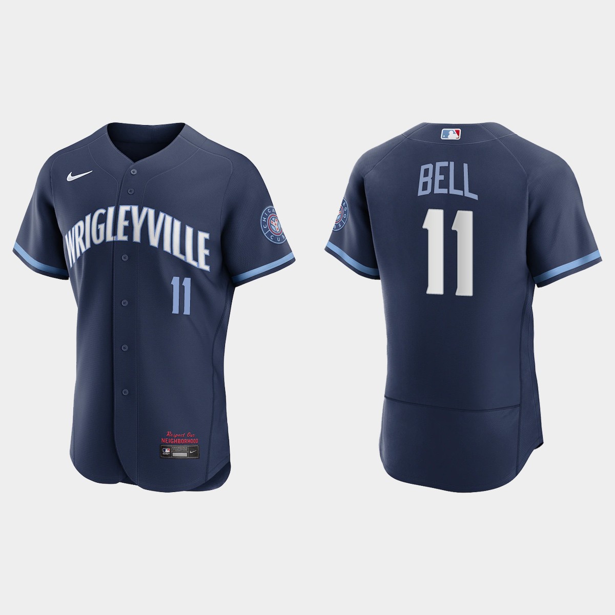Personalized Chicago Cubs #11 George Bell Men’s 2021 City Connect Authentic Navy MLB Jersey