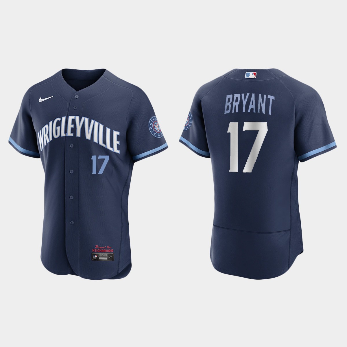 Personalized Chicago Cubs #17 Kris Bryant Men’s 2021 City Connect Authentic Navy MLB Jersey