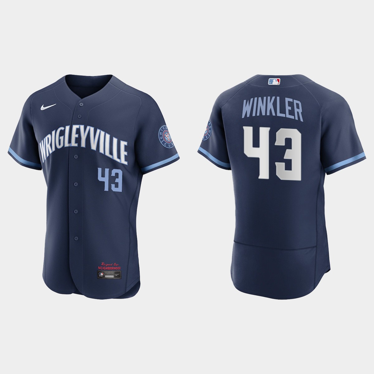 Personalized Chicago Cubs #43 Dan Winkler Men’s 2021 City Connect Authentic Navy MLB Jersey
