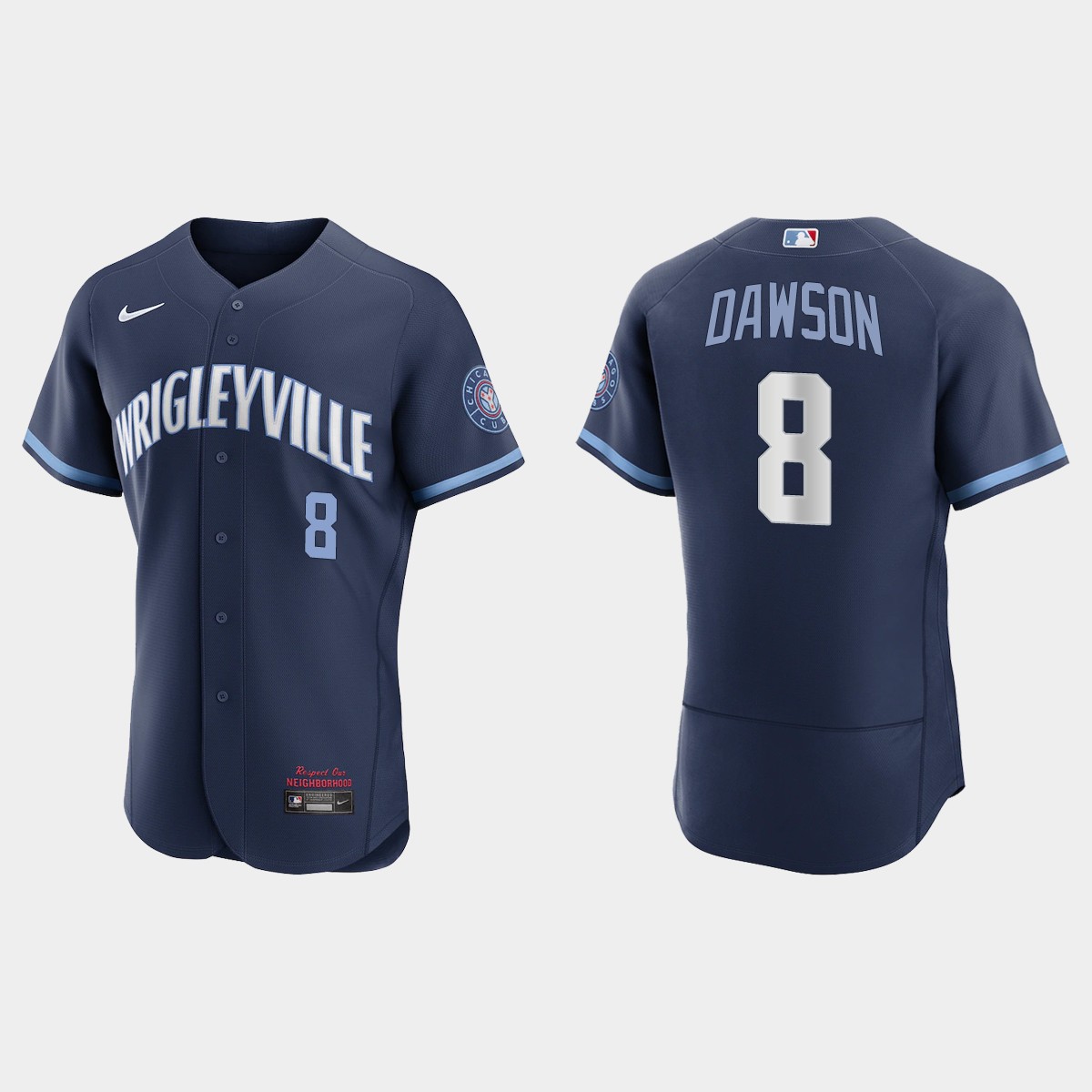 Personalized Chicago Cubs #8 Andre Dawson Men’s 2021 City Connect Authentic Navy MLB Jersey