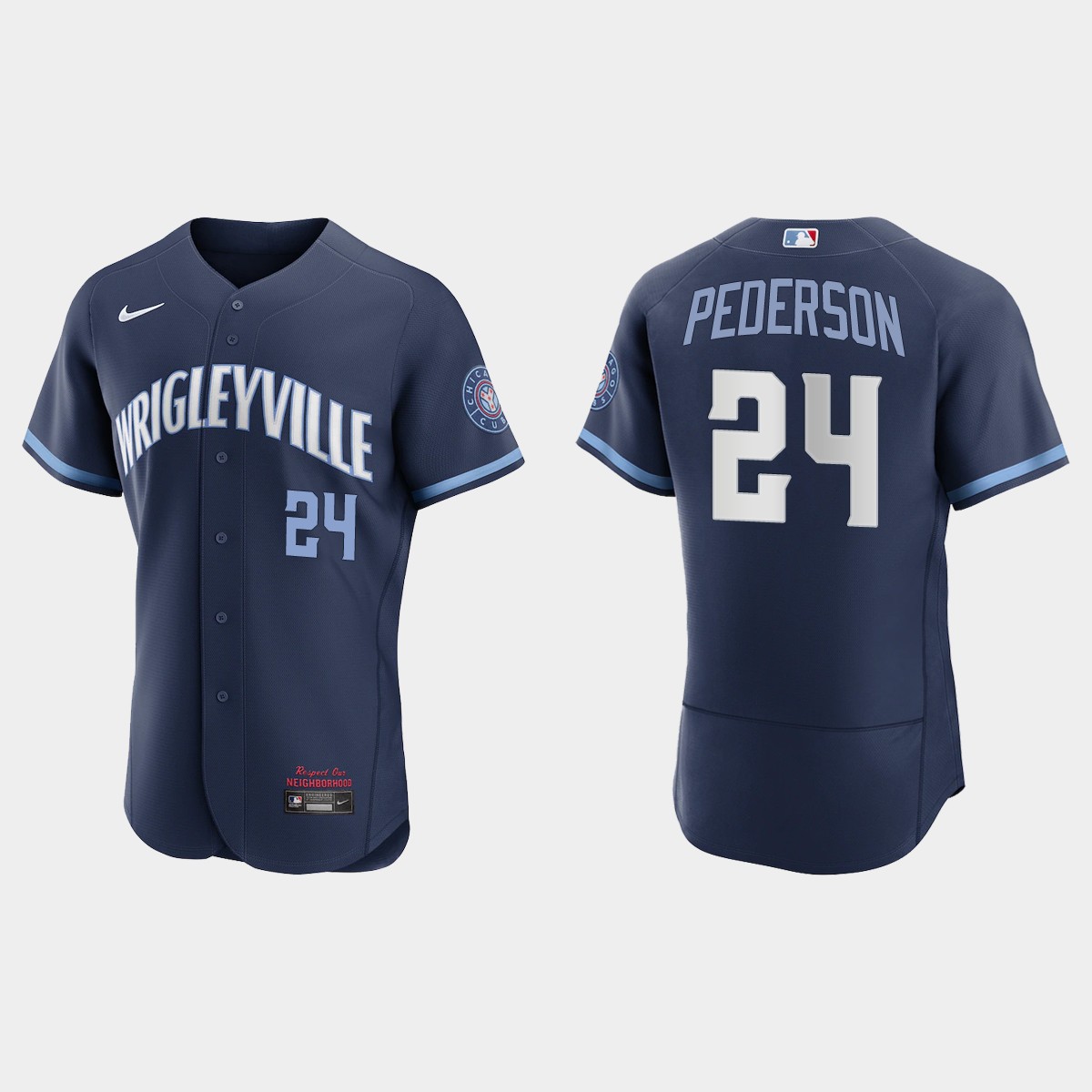 Personalized Chicago Cubs #24 Joc Pederson Men’s 2021 City Connect Authentic Navy MLB Jersey