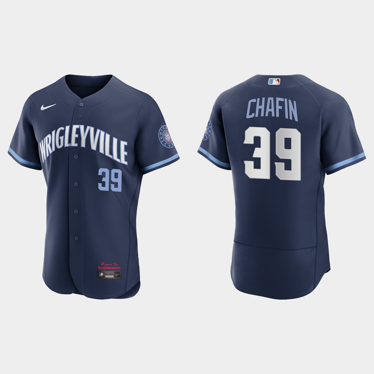 Personalized Chicago Cubs #39 Andrew Chafin Men’s 2021 City Connect Authentic Navy MLB Jersey