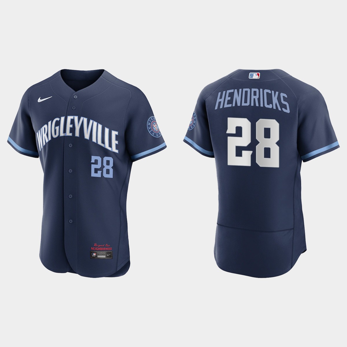 Personalized Chicago Cubs #28 Kyle Hendricks Men’s 2021 City Connect Authentic Navy MLB Jersey