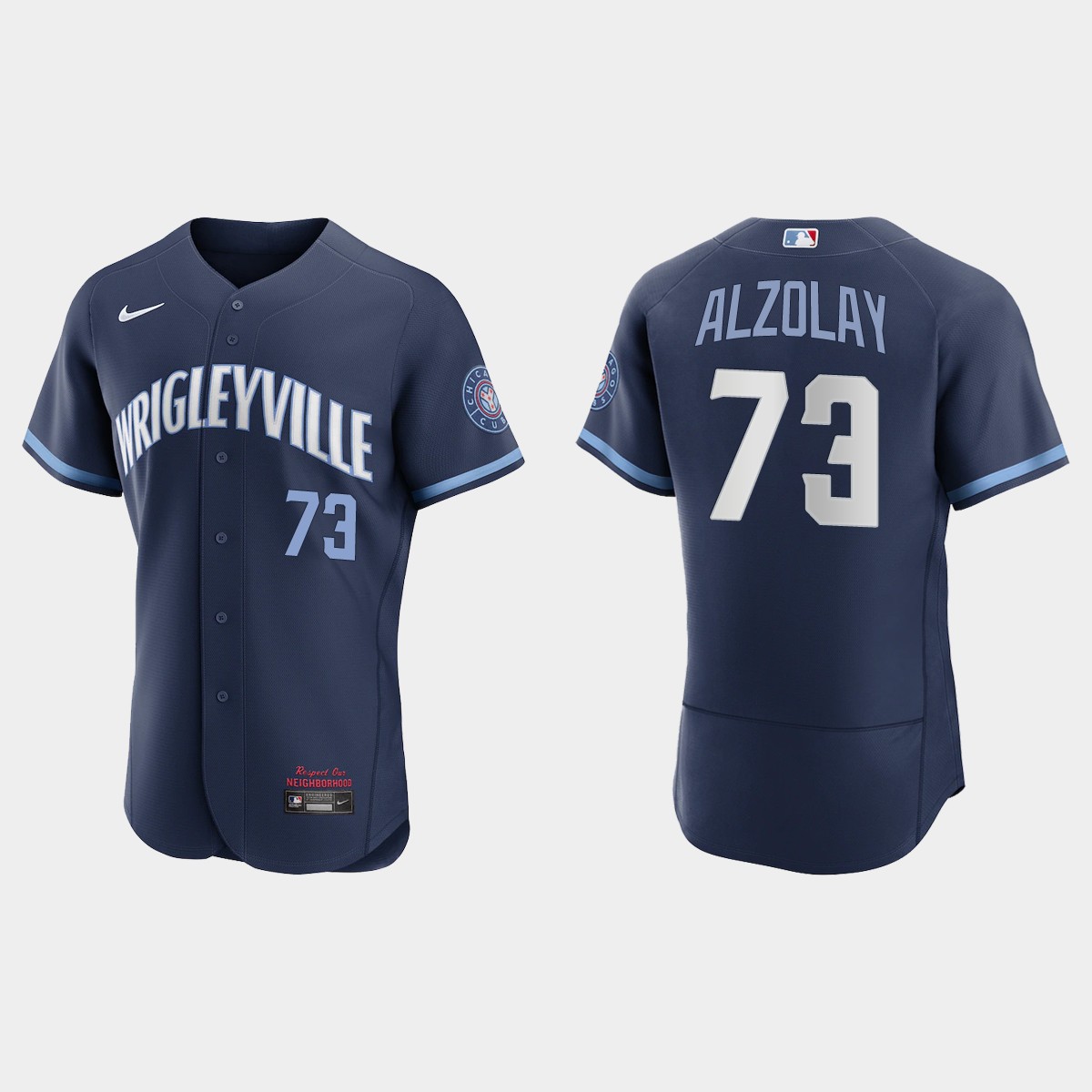 Personalized Chicago Cubs #73 Adbert Alzolay Men’s 2021 City Connect Authentic Navy MLB Jersey