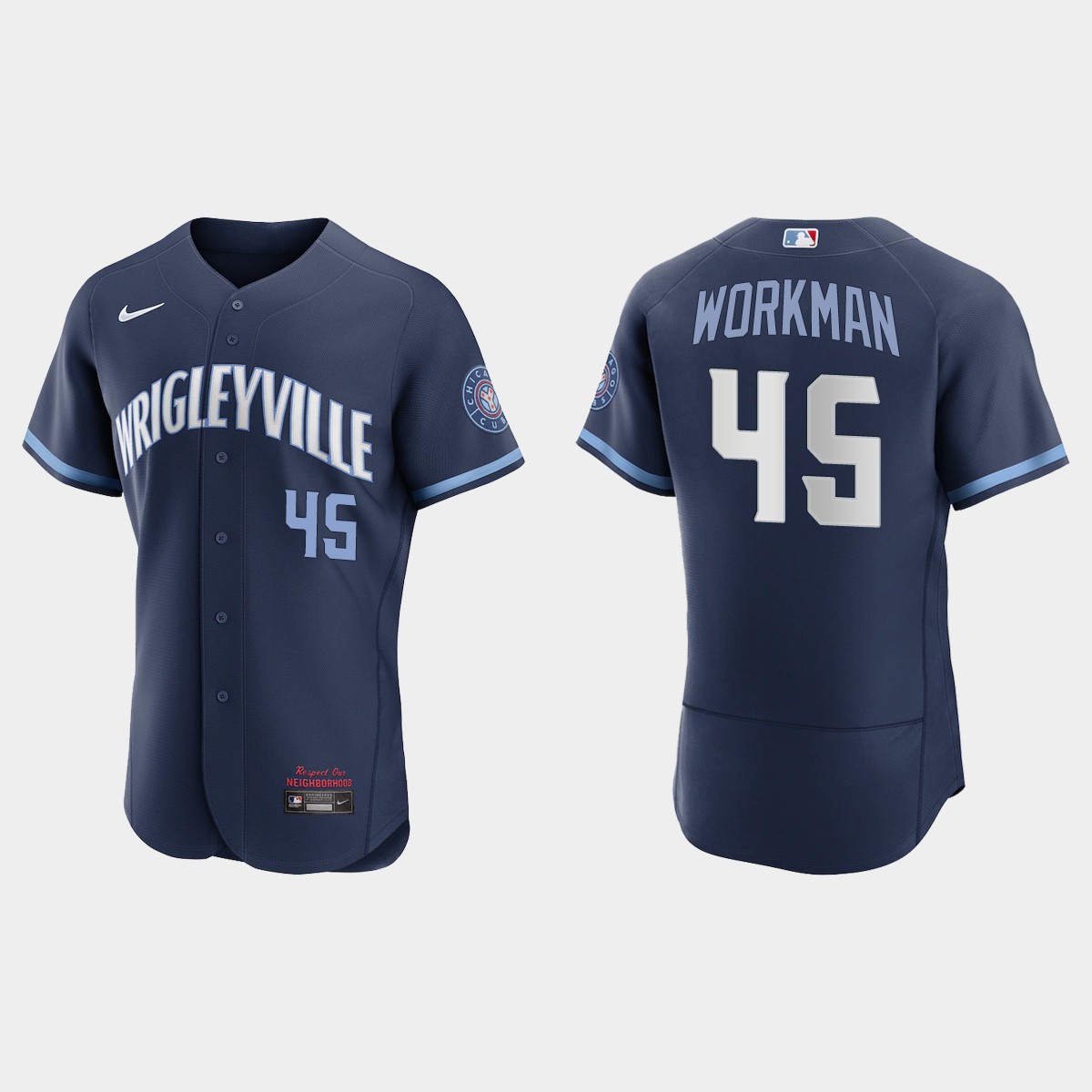 Personalized Chicago Cubs #45 Brandon Workman Men’s 2021 City Connect Authentic Navy MLB Jersey