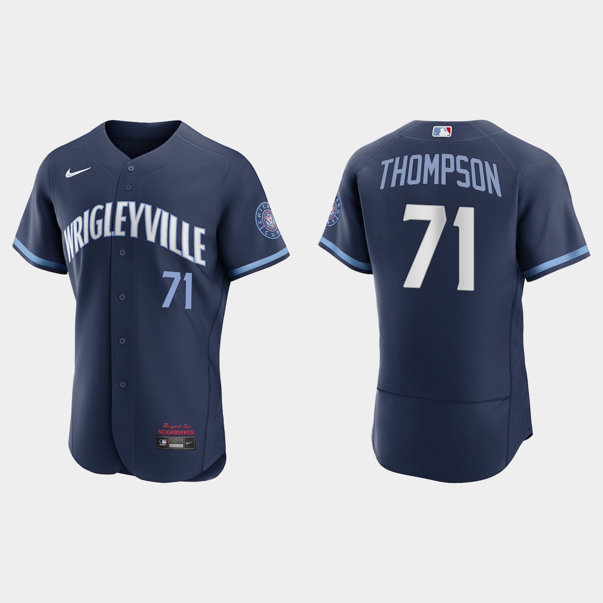 Personalized Chicago Cubs #71 Keegan Thompson Men’s 2021 City Connect Authentic Navy MLB Jersey