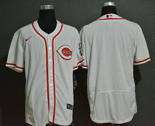 Personalized Men’s Cincinnati Reds Blank White Stitched MLB Flex Base Jersey