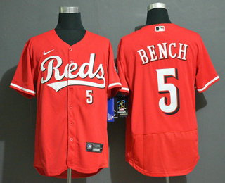 Personalized Men’s Cincinnati Reds #5 Johnny Bench Red Stitched MLB Flex Base Jersey