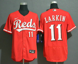 Personalized Men’s Cincinnati Reds #11 Barry Larkin Red Stitched MLB Flex Base Jersey