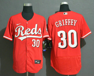 Personalized Men’s Cincinnati Reds #30 Ken Griffey Jr Red Stitched MLB Flex Base Jersey