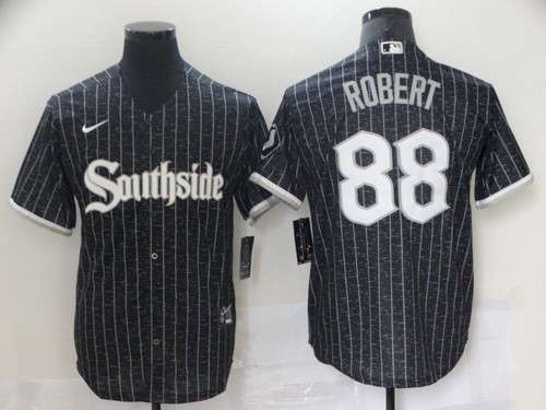 Personalized Men’s Chicago White Sox #88 Luis Robert Black 2021 City Connect Stitched MLB Cool Base Jersey