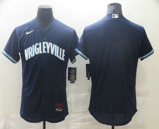 Personalized Men’s Chicago Cubs Blank Navy Blue 2021 City Connect Stitched MLB Flex Base Jersey