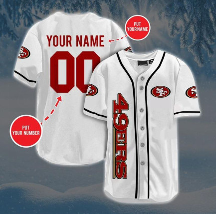 Personalized Custom 49ers White Baseball Jersey