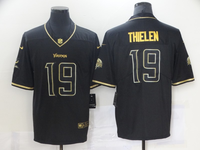 Personalized Vikings 19 Adam Thielen Black Gold Untouchable Limited Jersey
