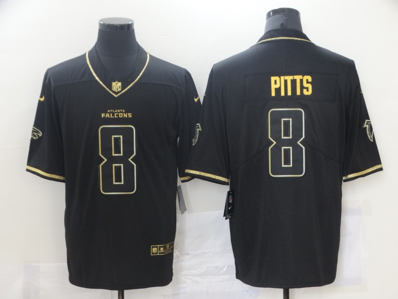 Personalized Falcons 8 Kyle Pitts Black Gold Untouchable Limited Jersey