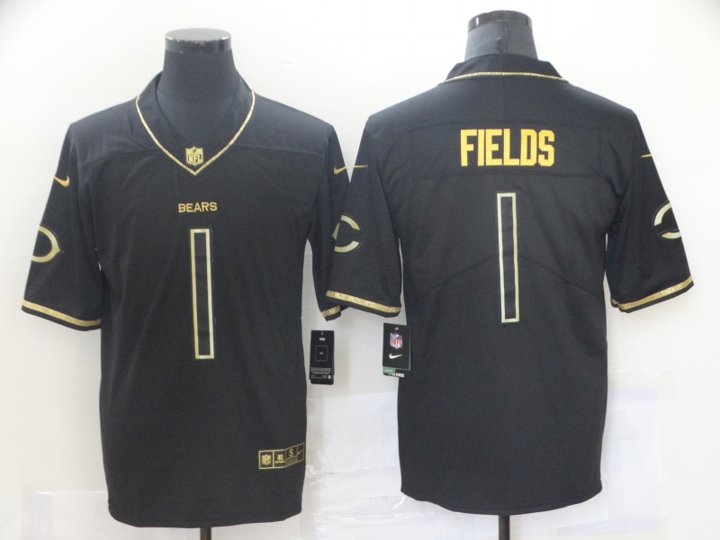 Personalized Bears 1 Justin Field Black Gold Untouchable Limited Jersey