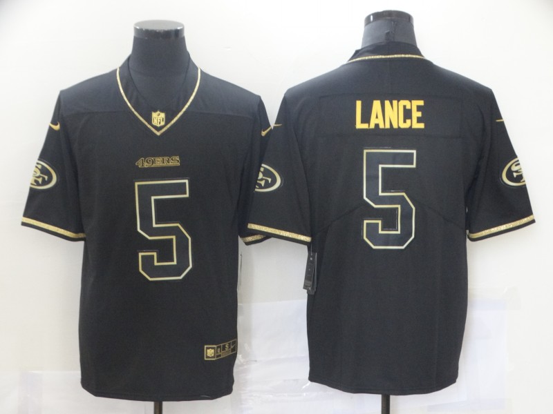Personalized 49ers 5 Trey Lance Black Gold Untouchable Limited Jersey
