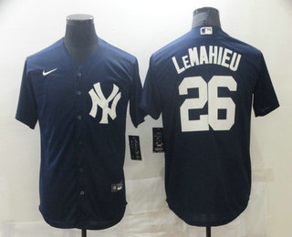 Personalized Men’s New York Yankees #26 DJ LeMahieu Navy Blue White Number Stitched MLB Cool Base Jersey