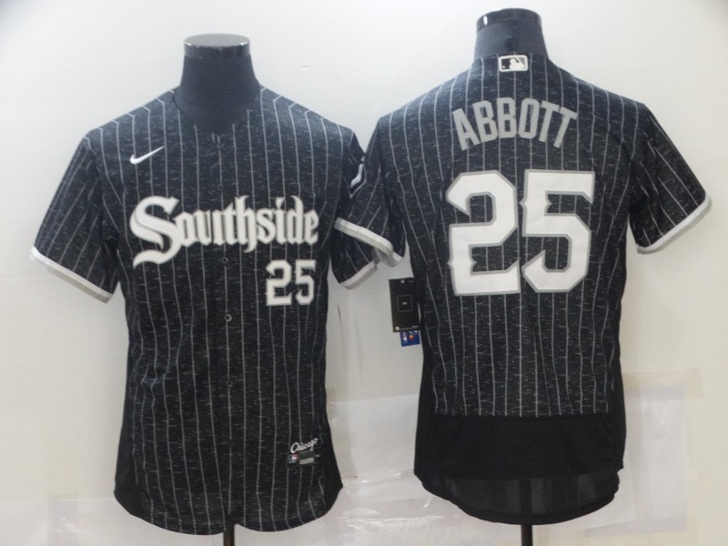 Personalized White Sox 25 Jeff Abbott Black 2021 City Connect Flexbase Jersey