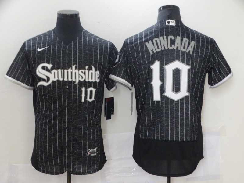 Personalized White Sox 10 Yoan Moncada Black 2021 City Connect Flexbase Jersey