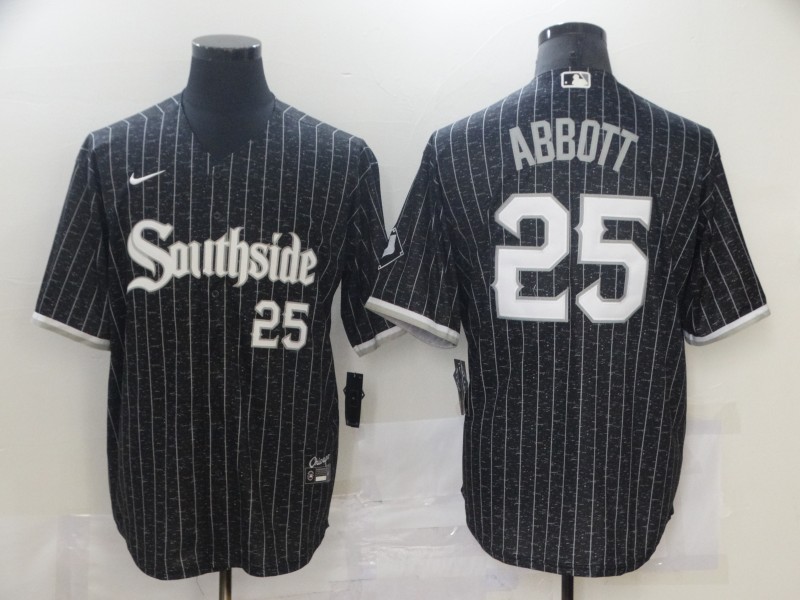 Personalized White Sox 25 Jeff Abbott Black 2021 City Connect Cool Base Jersey