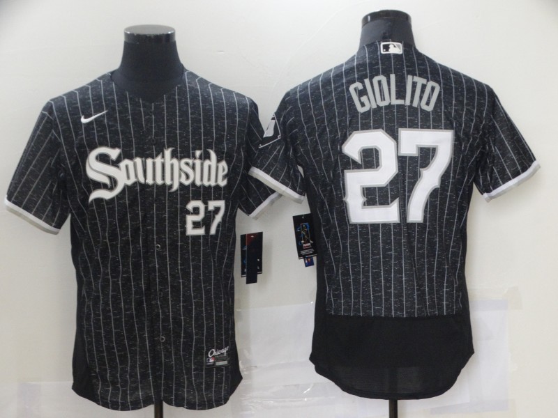 Personalized White Sox 27 Lucas Giolito Black 2021 City Connect Flexbase Jersey