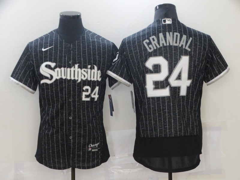 Personalized White Sox 24 Yasmani Grandal Black 2021 City Connect Flexbase Jersey