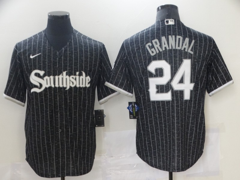 Personalized White Sox 24 Yasmani Grandal Black 2021 City Connect Cool Base Jersey