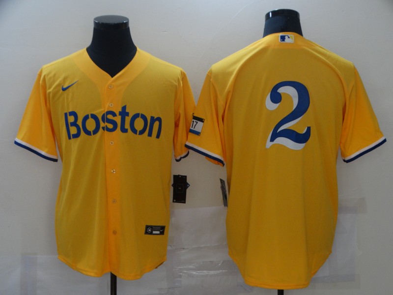 Personalized Red Sox 2 Gold 2021 City Connect Player Flexbase Jersey