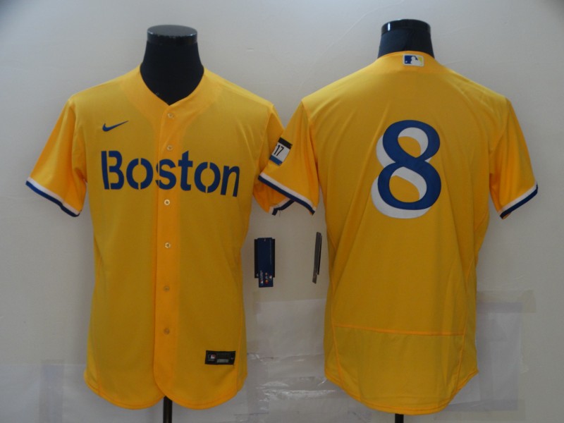 Personalized Red Sox 8 Gold 2021 City Connect Player Flexbase Jersey