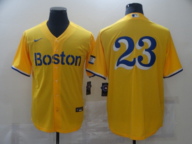 Personalized Red Sox 23 Gold 2021 City Connect Player Cool Base Jersey