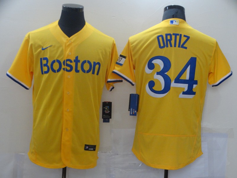Personalized Red Sox 34 Gold 2021 City Connect Player Flexbase Jerseys