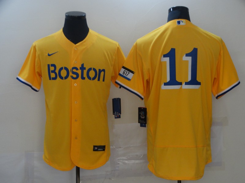 Personalized Red Sox 11 Rafael Devers Gold 2021 City Connect Player Flexbase Jersey