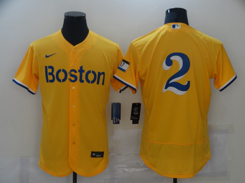 Personalized Red Sox 2 Xander Bogaerts Gold 2021 City Connect Player Flexbase Jersey