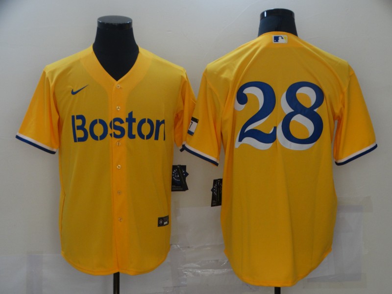 Personalized Red Sox 28 J.D. Martinez Gold 2021 City Connect Player Cool Base Jersey