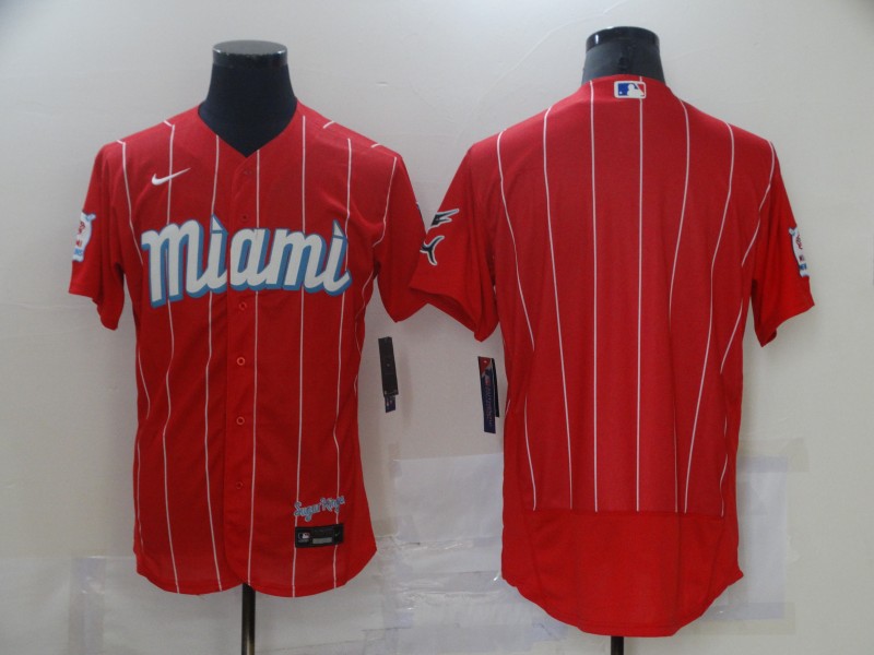 Personalized Marlins Blank Red 2021 City Connect Flexbase Jersey