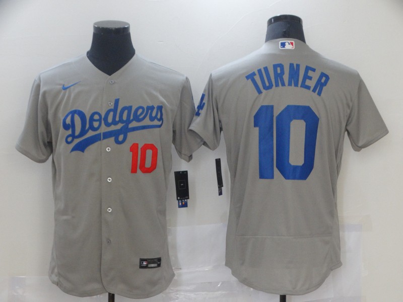 Personalized Dodgers 10 Justin Turner Gray 2020 Flexbase Jersey
