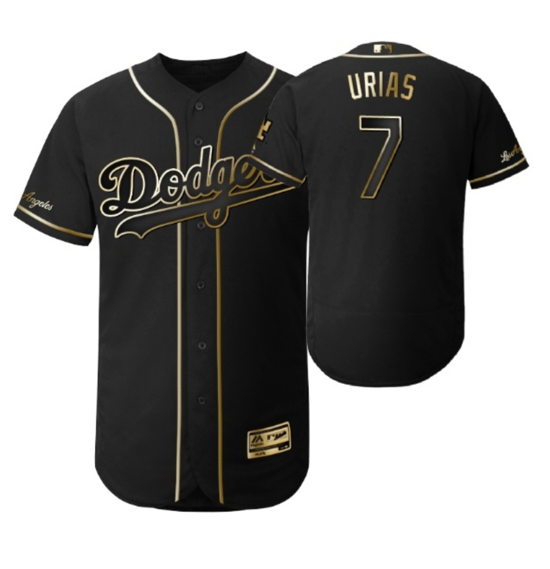 Personalized Dodgers 7 Julio Urias Black Gold 2020 Flexbase Jersey