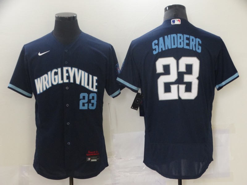 Personalized Cubs 23 Ryne Sandberg Navy 2021 City Connect Flexbase Jersey