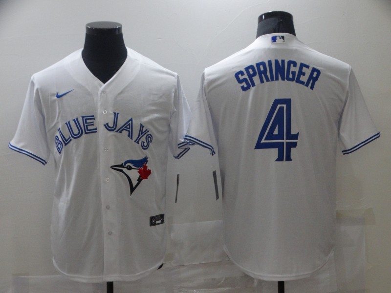 Personalized Blue Jays 4 George Springer White 2020 Cool Base Jersey