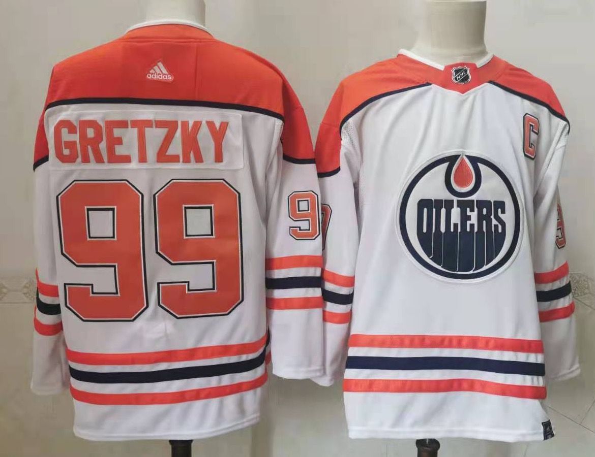 Personalized Oilers 99 Wayne Gretzky White 2020-21 Reverse Retro Jersey