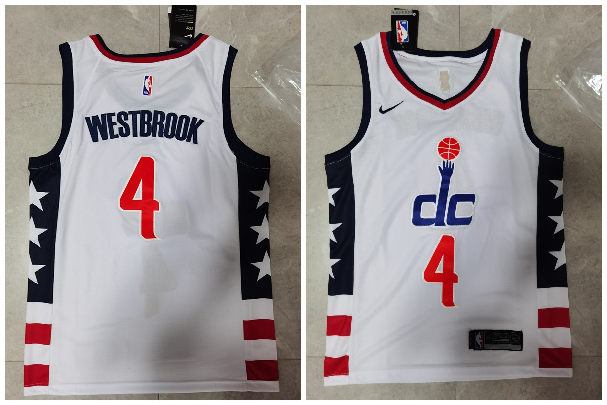 Personalized Wizards 4 Russell Westbrook White City Edition Swingman Jersey