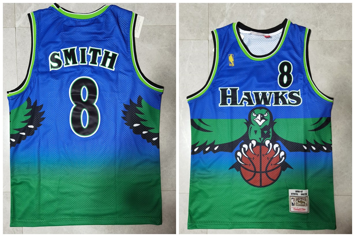 Personalized Hawks 8 Steve Smith Green 1996-97 Hardwood Classics Jersey