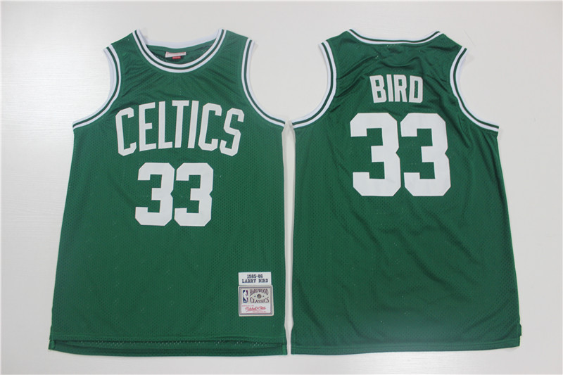 Personalized Celtics 33 Larry Bird Green 1985-86 Hardwood Classics Jersey