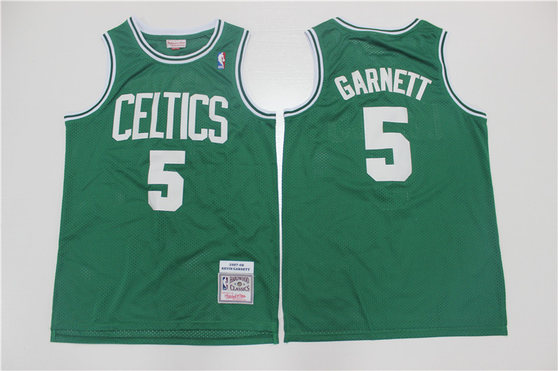 Personalized Celtics 5 Kevin Garnett Green 2007-08 Hardwood Classics Swingman Jersey