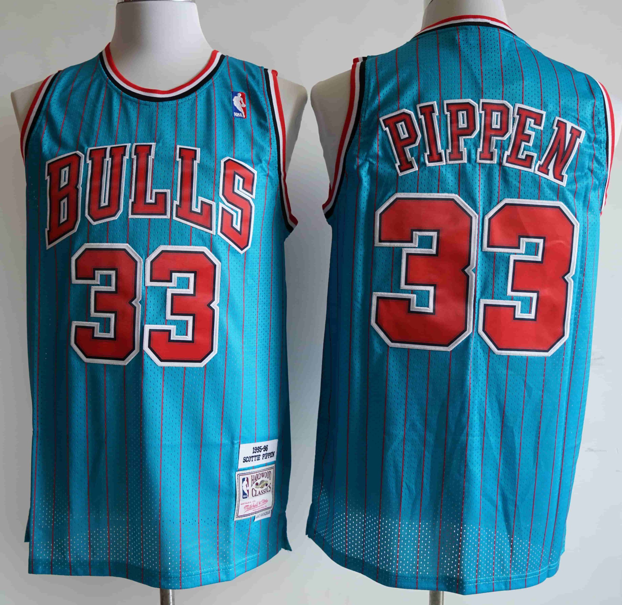 Personalized Bulls 33 Scottie Pippen Blue 1995-96 Hardwood Classics Swingman Jersey