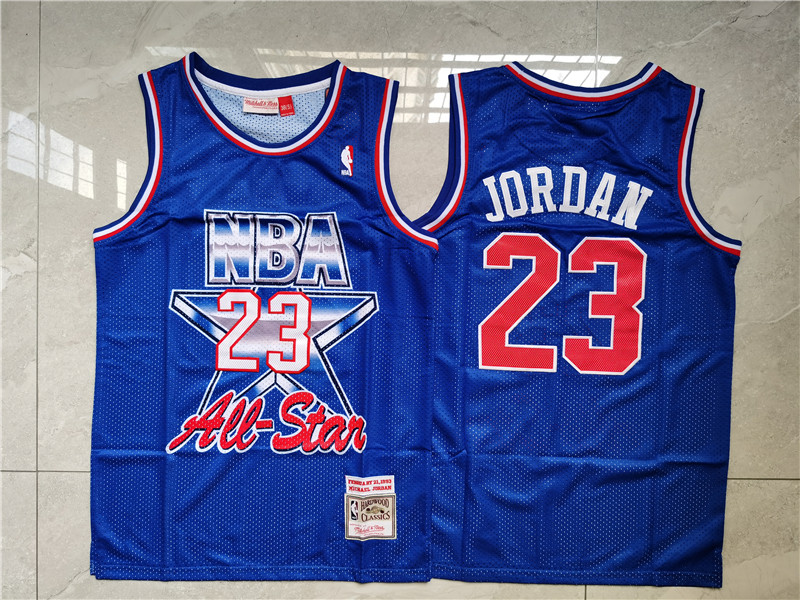 Personalized Bulls 23 Michael Jordan Blue 1993 All-Star Blue Hardwood Classics Jersey
