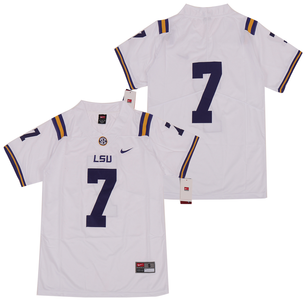 Personalized LSU Tigers #7 White College Football Jersey