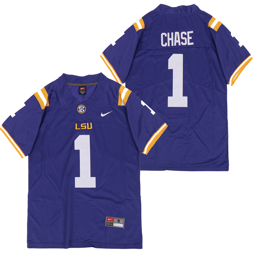 Personalized LSU Tigers 1 Ja’marr Chase Purple College Football Jersey