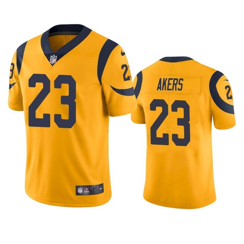 Personalized Los Angeles Rams #23 Cam Akers Gold Men’s Stitched NFL Limited Rush Jersey